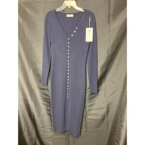 Women's Navy Sweater Dress with Buttons Size XL - NWT